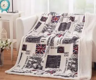 İNGILTERE Amerikan bayrağı Siyah kuzu Polar Kış kalın battaniye pazen battaniye tembel ofis Yatak Atar Kanepe / Yatak Ekose battaniye