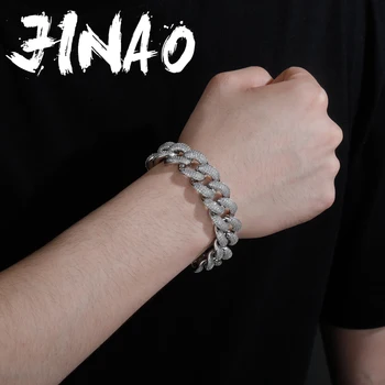 JINAO 18mm Avrupa ve Amerikan Tarzı Buzlu Out AAA + CZ Bahar Toka Bilezik Yüksek Quanlity Basit Jewelryfor Erkekler Ve Kadınlar