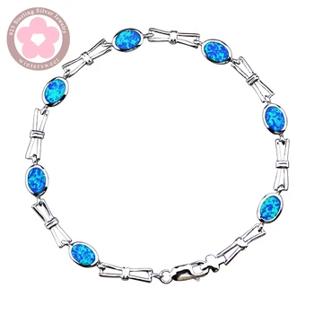 JLB085 Gerçek 925 som gümüş bileklikler Mavi Opal Güzel Takı Trendy Kadınlar Charm Bilezikler Değerli noel hediyesi