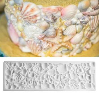 Kabuklu deniz hayvanı kabuğu silikon kalıp fondan kek çikolata şeker jöle silikon dekorasyon araçları