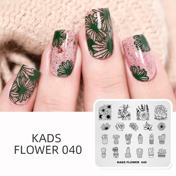 KADS Çiçek 040 Çiçek Kaktüs Etli Bitkiler Tasarım Şablonu Şablon Güzellik Araçları Nail Art tırnak yapıştırması Şablon Çivi Aracı