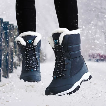 Kadın Botları kaymaz Su Geçirmez Kış Ayak Bileği Kar Botları Kadın Platformu Kış Ayakkabı Kalın Kürk Botas Mujer uyluk yüksek çizmeler