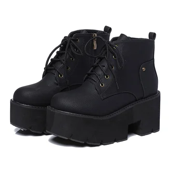 kahverengi çizmeler yüksek Kalın Topuklu gladyatör botları rahat ayakkabılar platformu çizmeler kadın ayakkabıları kış deri serseri çizmeler LJA447-1