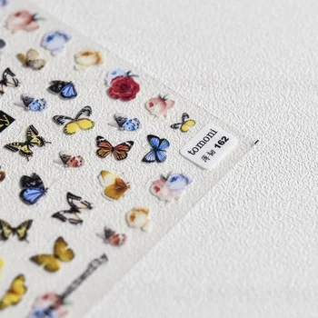 Kelebek Serisi 5D Kazınmış Nail Art Sticker Moda İngilizce Kelimeler Kelebek Çiçek Renkli Çıkartmaları Kaymak 3D Tırnak Sticker 2021