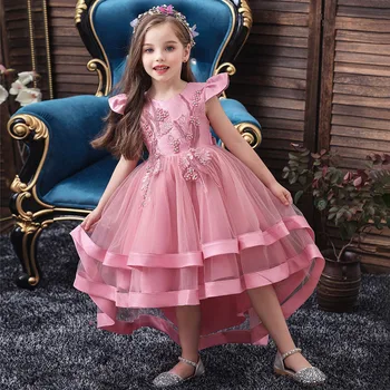Kızlar parti giysileri Prenses Kız Elbise 3-12 Yıl Çiçek Akşam düğün elbisesi Çiçek Çocuk Doğum Günü Giyim 5 Renk
