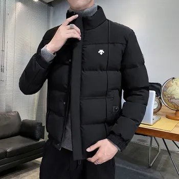 Kış Erkek Golf Ceketleri Moda Rahat Pamuk kapitone ceket portmanto Yaka Erkek Golf Giyim Aşağı Sıcak Tutmak Erkek Ceket Palto