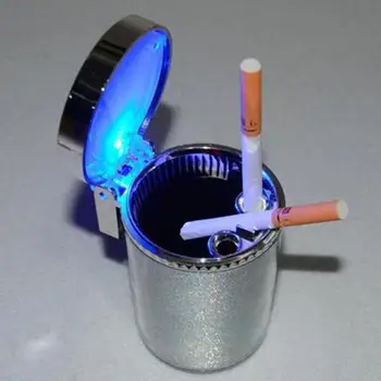 LED gösterge ışığı ile taşınabilir dumansız araba küllük konteyner bardak tutucu