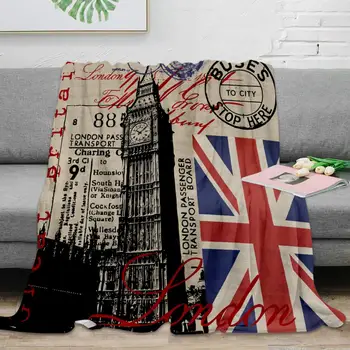 Londra Büyük Britanya Big Ben Bayrağı Atmak Battaniye Sıcak Mikrofiber Battaniye Pazen Battaniye yatak odası dekoru Battaniye Yatak