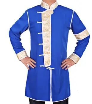 mavi moğolistan üst erkekler için mavi moğolistan uzun kollu giyim çin azınlık giysileri erkekler için mavi kraliyet kostüm yetişkinler