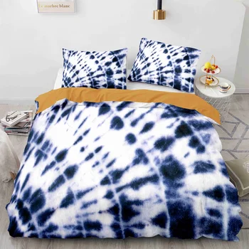 Mavi ve Mor İyi Batik Desen Çoklu Renk Yorgan yatak örtüsü seti yatak çarşafı Yastık Kılıfı Çok Boyutlu
