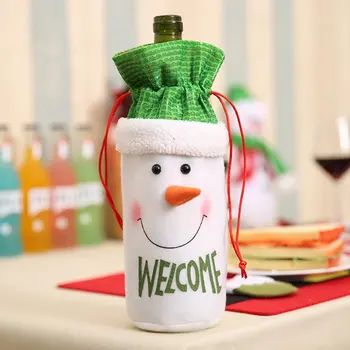 Merry Christmas hediye Tedavi Şeker şarap şişesi çantası Noel Baba Geyik Dekor Noel Şampanya hediye keseleri