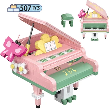 Mini Şehir Enstrüman Serisi Modeli Piyano Yapı Taşları Arkadaşlar DIY Keman Tuğla Eğitici Oyuncaklar Çocuklar Kızlar İçin Hediyeler