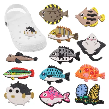 Mix 50 ADET PVC Croc Takılar Deniz Hayvan Yosun Derin deniz balığı Toka Takunya Fit Bilekliği Sandalet Ayakkabı Dekorasyon Aksesuarları