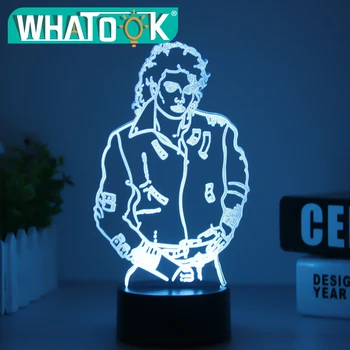 MJ Michael Jackson ışareti 3D ıllusion ışıkları masa masa lambası 7 renk değişimi akrilik USB led çocuk odası dekor Gece lambası