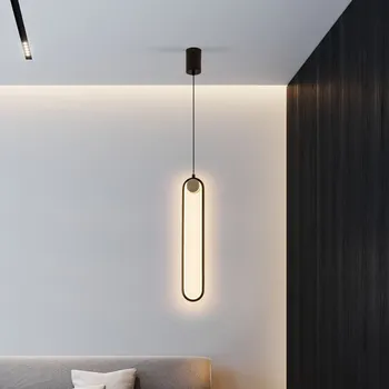 Modern LED kolye ışıkları minimalist restoran / kahve barı / oturma odası / başucu kolye lamba arka plan duvar uzun çizgi asılı lamba
