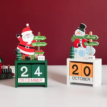 Noel Baba Kardan Adam Geri Sayım Takvim Kutusu Noel Ahşap Takvim Süsler Yeni Yıl Çocuklar Gifler Masaüstü noel ev dekoru