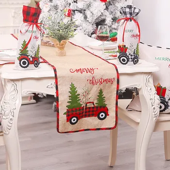 Noel Ev Mutfak Giyinmek Sahne Çift Çuval Bezi Noel Ağacı Noel Kamyon Küçük Noel Centerpieces Masalar için