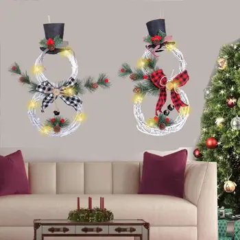 Noel ışıkları dekorasyon Rattan çelenk Noel ağacı ev dekorasyon kolye Noel pencere sahne süsler.