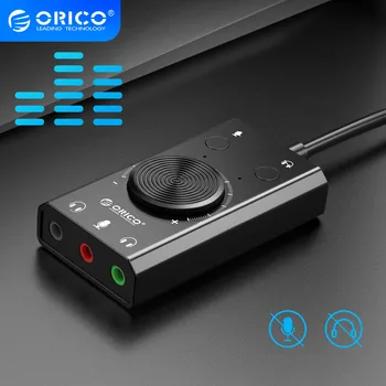 ORICO Harici USB Ses Kartı Stereo Mic Hoparlör Kulaklık Ses Jakı 3.5 mm Kablo Adaptörü Sessiz Anahtarı Ses Ayarı Ücretsiz Sürücü