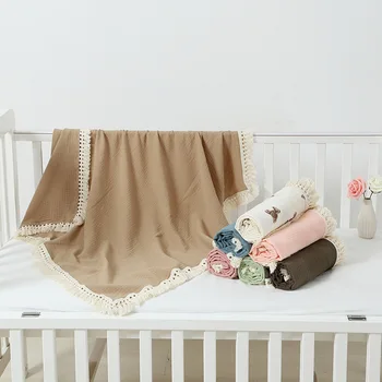 Pamuk muslin kundak battaniyeleri Yenidoğan Bebek Püskül Alma Battaniye Yeni Doğan kundak battaniyesi Bebek Uyku Yorgan Yatak Örtüsü