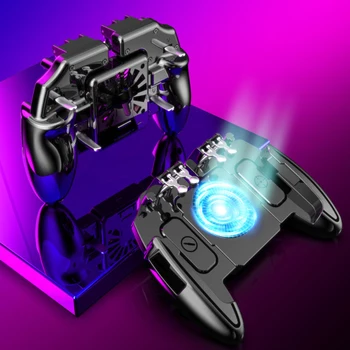 PUBG için 6 Parmak Cep Telefonu Oyunu Shooter Denetleyici Joystick Oyun Shooter Tetik Yangın Düğmesi Soğutma Gamepad