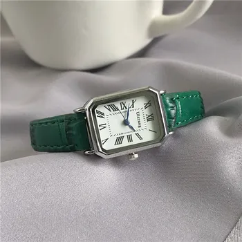 Retro Saatler Klasik Rahat Kuvars Arama Deri Kayış Band Dikdörtgen Saat Moda Bilek Saatler Kadınlar için