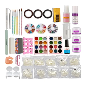 RU Akrilik Glitter Toz / yarım nail ipuçları / Astar İpuçları Fırça Tutkal Toz Nail Art DIY Tam Set Kiti #13