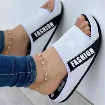 Sandalet Kadın 2022 Terlik Kumaş Uppers Kadın Peep Toe Düz Platform Çoklu Renk Büyük Boy Lüks Tasarımcı Bayan Ayakkabıları