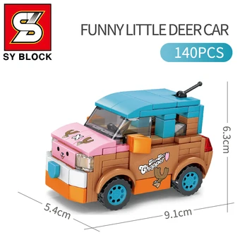 SEMBO BLOK Mini Araba Yapı Taşları 4 Set Gizem Kutusu Araç DIY Playset Oyuncaklar Çocuklar İçin Hediye