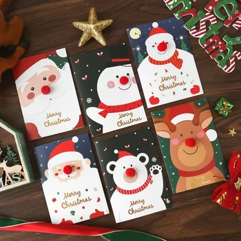Sevimli Karikatür Üç Boyutlu Kırmızı Burun Noel Tebrik zarflı kart Noel Nimet Kartı Kartpostal Hediye Dekorasyon