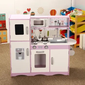 Simülasyon ahşap Büyük Çok Fonksiyonlu Mor mutfak Buzdolabı Fırın gaz sobası Mutfak setleri oyun evi pişirme oyuncak hediye