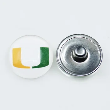 Sıcak Satış 20 adet/grup ABD Kolej Takımı Miami Yapış Düğmeler 18mm Yapış Bilezik DIY Takı Takılar