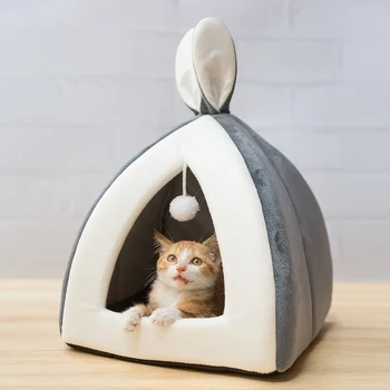 Sıcak satış Pet Kedi Evi Yatak Kapalı Yavru mat Sıcak Küçük kediler Köpekler için Yuva Katlanabilir Kedi Mağara Sevimli Uyku Paspaslar Kış Ürün