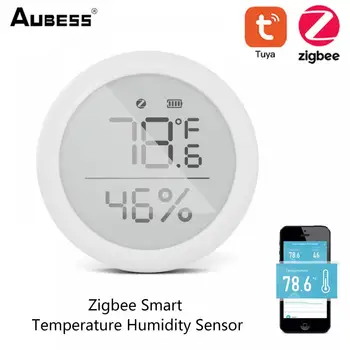 Tuya Akıllı ZigBee Sıcaklık Ve Nem Sensörü Kapalı Higrometre Dijital lcd ekran Akıllı Yaşam APP Uzaktan Kumanda