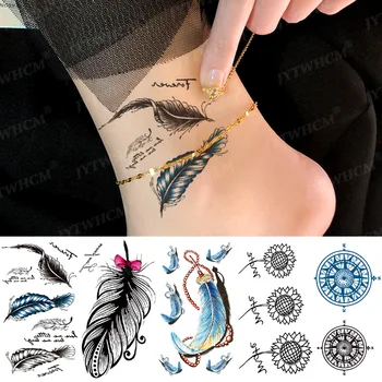 Tüy Ayak Dövme Etiket Su Geçirmez Geçici Dövmeler Çocuklar İçin Sanat El Transferi Dövmeler Yazı Kız Kadın Çıkartmalar