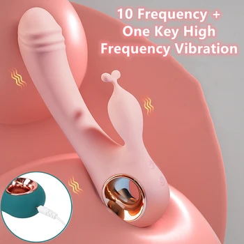 USB Şarj Edilebilir Yapay Penis Tavşan Vibratör Kadınlar için Seks Oyuncakları Vajinal Anal Masaj G Noktası Klitoris Stimülasyon 10 Frekans uzatın