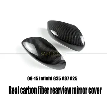 Uygun 08-15 Infiniti G35 G37 G25 Karbon Fiber dikiz aynası kapağı G35 Ayna Sticker