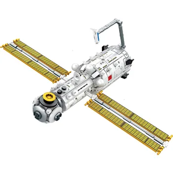 Uzay İstasyonu Çekirdek Modülü Standı Blok DIY Havacılık Keşif Yapı Tuğla eğitici oyuncak Çocuklar İçin