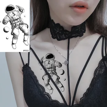 VANKIR Küçük Astronot Su Geçirmez Sahte Ay Dövmeler Çıkartmalar Kadın Göğüs Kol Dövme Geçici Özel Erkekler Ayak Bileği Dövme Yapıştırıcı