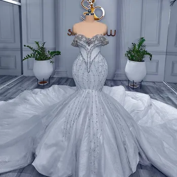 Vestidos De Noiva 2023 Arapça Aso Ebi Denizkızı Düğün Işıltılı Kristalleri Dantel Seqion Gelinlikler Boncuklu Elbiseler Gümrüklü 