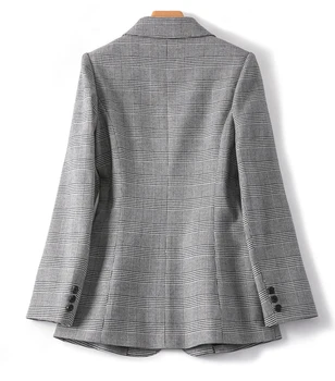 Vintage Ofis Bayanlar Ekose Blazer Uzun Kollu Gevşek Balıksırtı Takım Elbise Ceket Ceket Kadın Blazers Kadın 2020 İlkbahar Sonbahar Tops