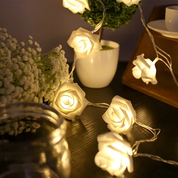YEMİN evcil LED simülasyon gül çiçek dize ışıkları noel dekorasyon dize ışıkları Led pil kutusu fener 20/40 küçük ışıklar