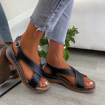 Yeni Kadın Sandalet Nefes Konfor Alışveriş Bayanlar yürüyüş ayakkabısı Kama Topuklu Yaz Platformu Sandalet Ayakkabı Mujer Artı Boyutu 43