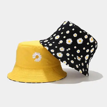 Yeni Kova Şapka Geri Dönüşümlü Papatya Açık Balıkçı Şapka kadın Yaz Baskı güneş koruma şapkası erkek Unisex Panama Bob Kap