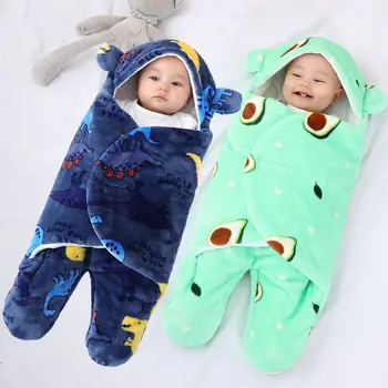 Yenidoğan Bebek şal Battaniye Sonbahar Kış Yumuşak Pamuklu Bebek Uyku Tulumu Pazen Polar Koza Bebekler İçin Yeni Doğan Sleepsack 0-9M