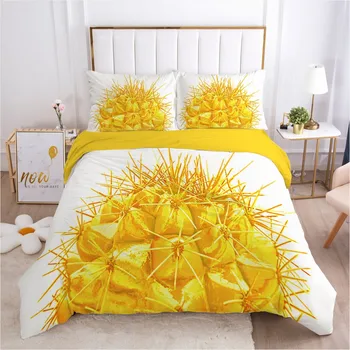 yorgan yatak örtüsü seti sac aile euro 2.0 1.5 ev 3D lüks nevresim takımı çarşaf yatak örtüsü 7 adet sarı Kaktüs