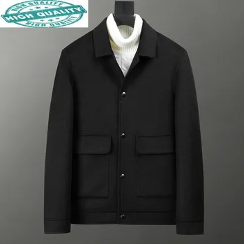 Yün kışlık ceketler Erkekler Sonbahar Siyah Yün Ceket Erkek Giyim Aşağı Astar Rahat Giyim Manteau Homme SQQ308