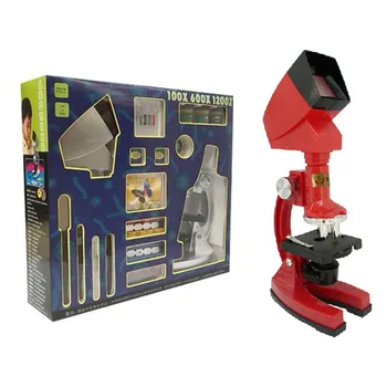 Zoom 100X 600X 1200x LED Işıklı Biyolojik Mikroskop Projektör ile çocuk Mikroskop Bilim Oyuncak