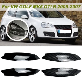 çift CarbonLook Farlar Kaş Göz Kapakları Krom Trim Kapak İçin Volkswagen VW GOLF MK5 GTI R 2005 2006 2007 Araba Styling