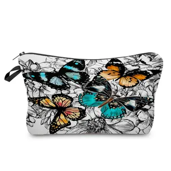 Çiçek Kelebek Baskı Kadın Makyaj Çantası Sıcak Satış Yeni kozmetik düzenleyici Çantası Yüksek Kaliteli Küçük makyaj çantası Taşınabilir saklama çantası